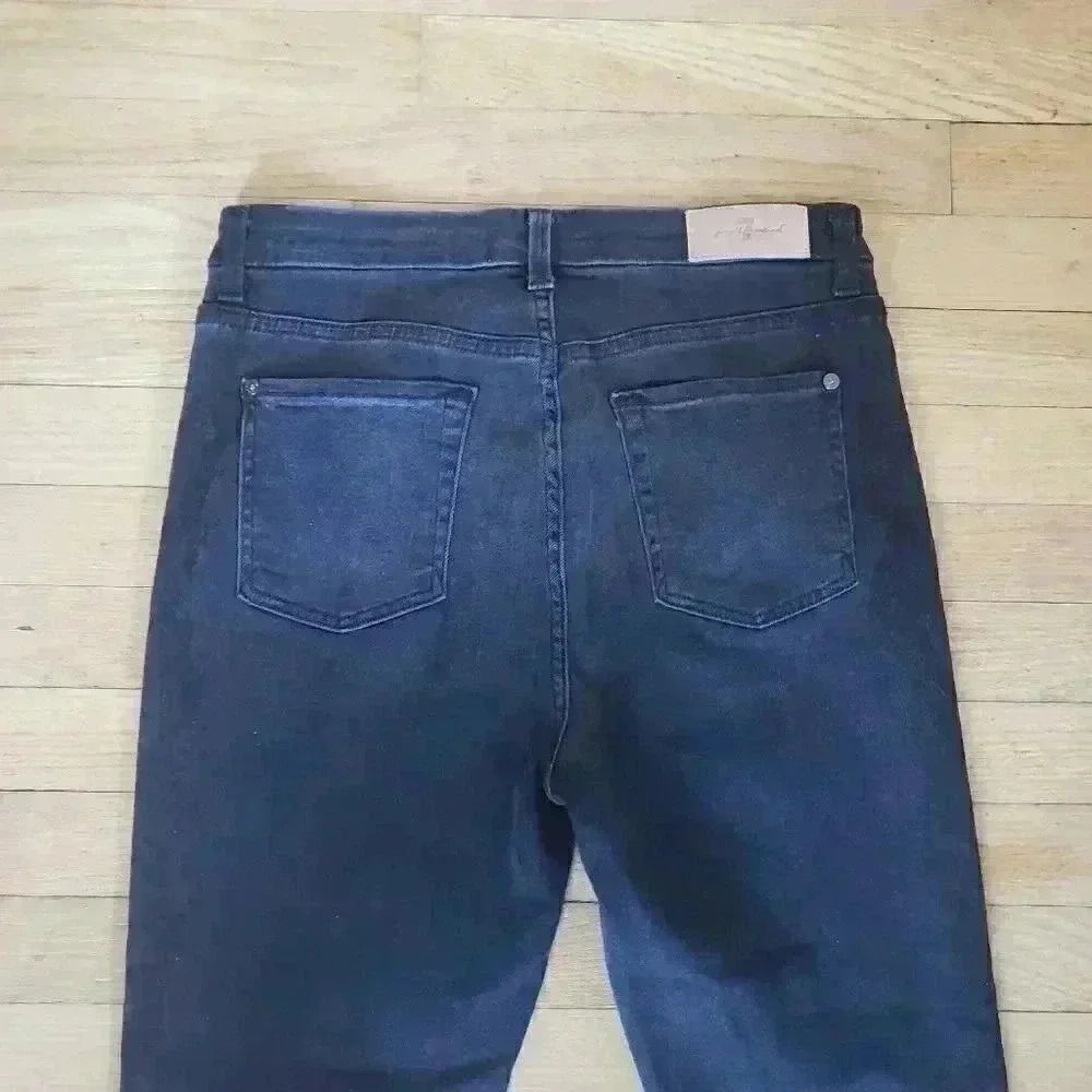 7 For All Mankind Black Luxe Vintage Aubrey Snake Print Skinny Jeans Size 29 - Picture 9 of 13